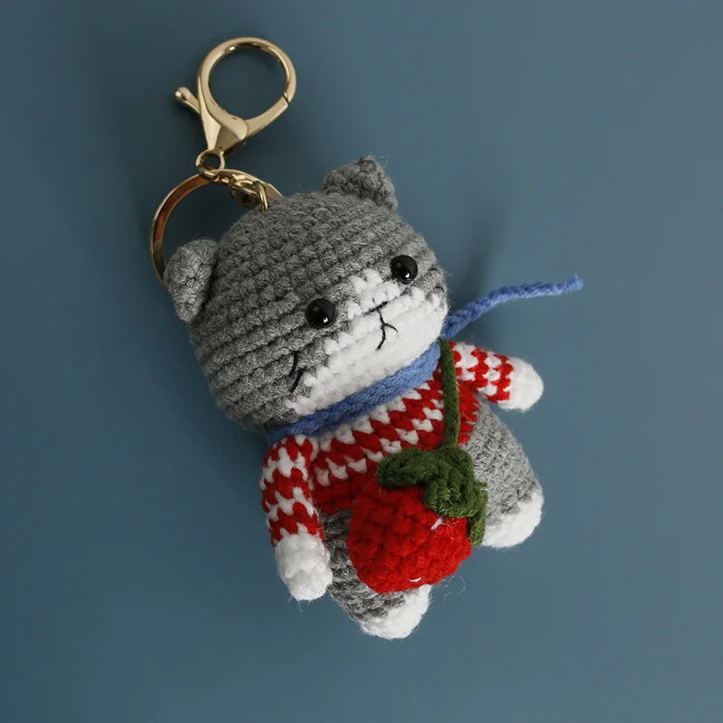 Exquisite Kitten Crochet Keychain Cute Cat Bag Charm