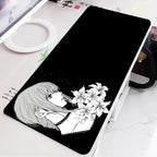 Black and White Anime Girl Table Mat Large Mouse Pad Office Keyboard Edge Locking Desk Mat Gaming Accessories Non-slip Mousepad
