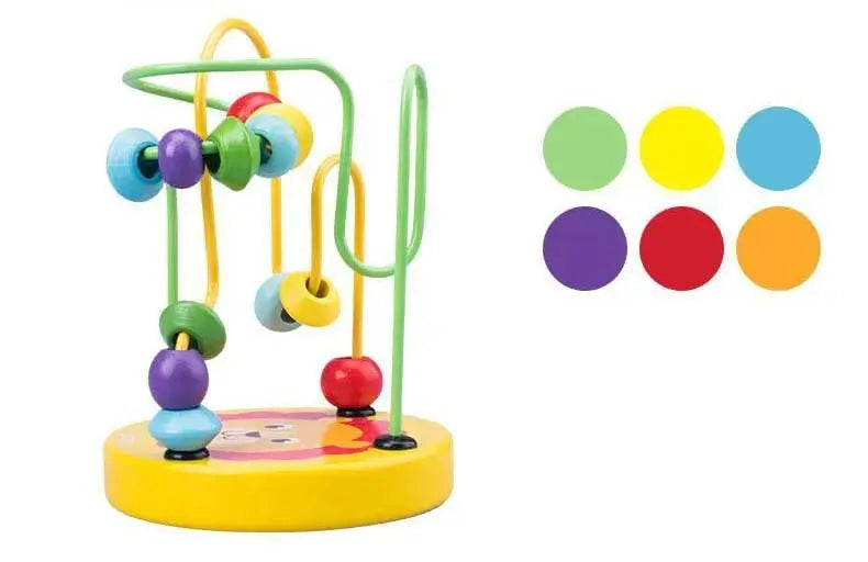 Colorful Wooden Bead Maze Roller Coaster Educational Toy for Toddlers