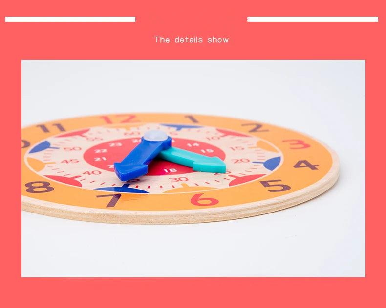 Montessori Wooden Learning Clock Time Teaching Toy for Kids