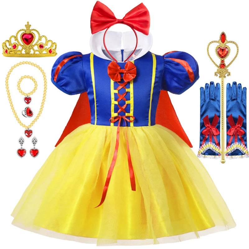 Kids Snow White Princess Costume Dress with Cape