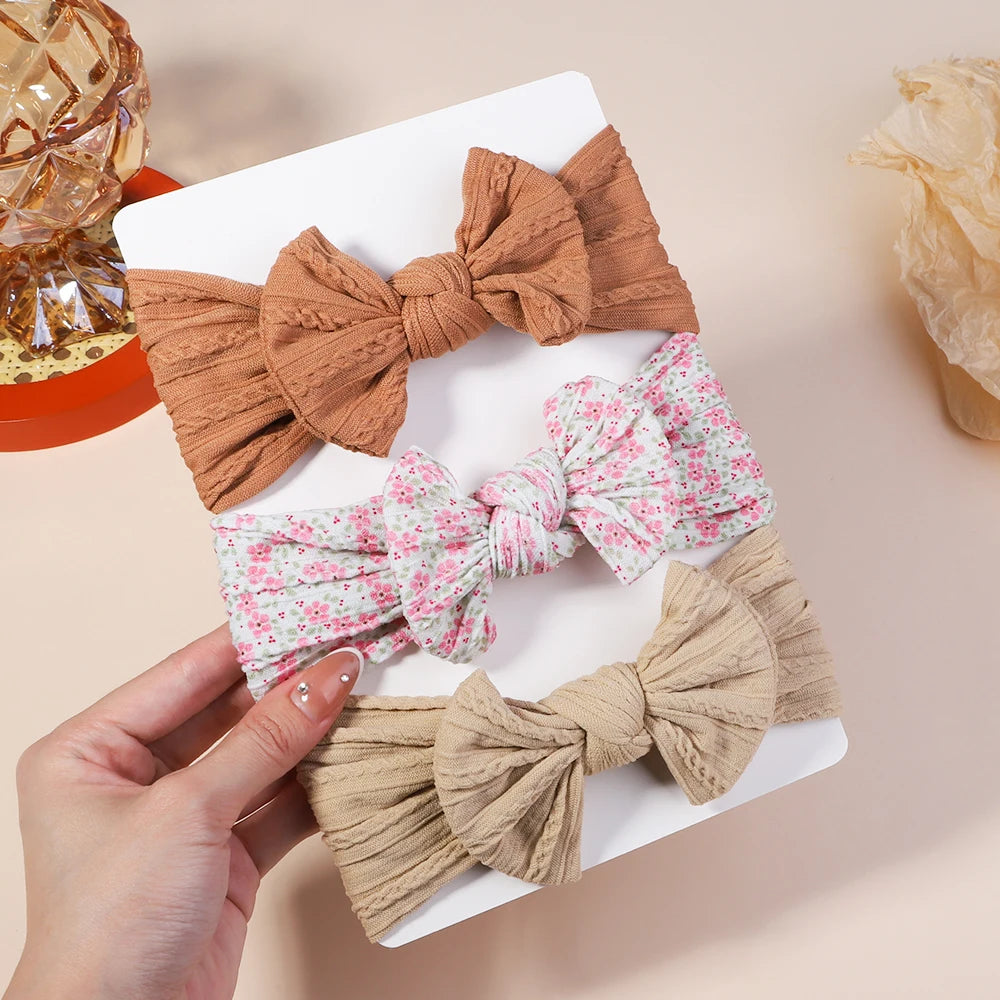 3PCS Cable Knit Elastic Baby Girl Headbands Set