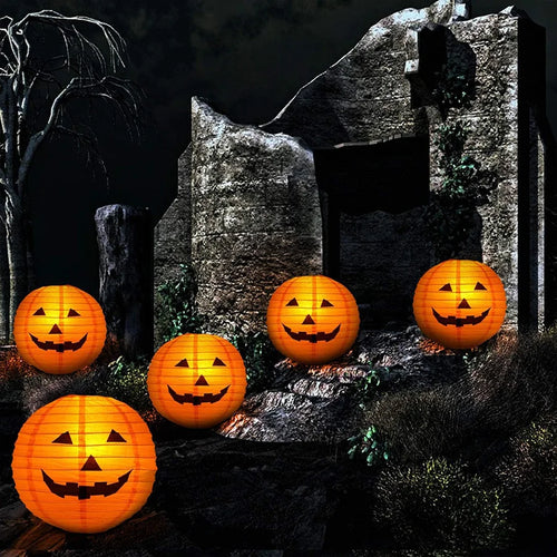 1/6Pcs Halloween Hanging Paper Lantern for Home Indoor Outdoor Garden Decoration Halloween Party Horror Pumpkin Props Ornaments