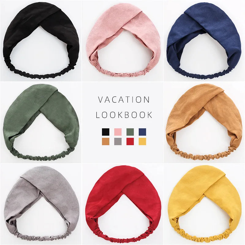 Cross Turban Twist Knot Boho Suede Headband for Women