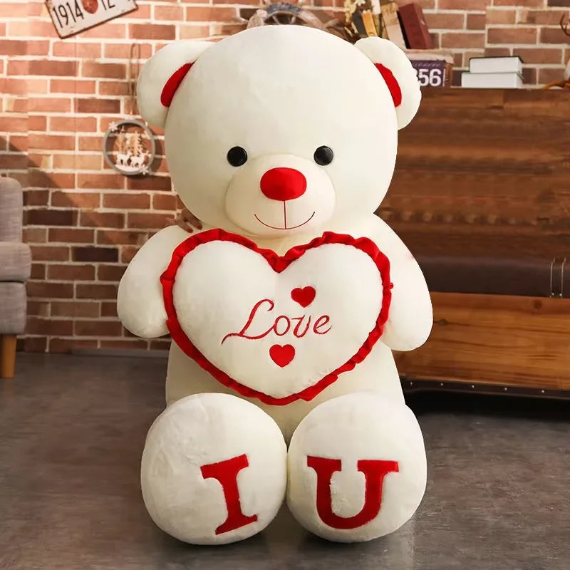 Birthday Gift 80/100Cm Big LOVE Plush Toy Bear Giant Stuffed Animals Kawaii Large Soft Pillow Dolls Grilfriend Girls Wife Room