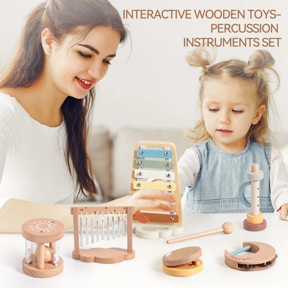 7PCS Wooden Musical Instrument Set – Educational Music Toys for Kids