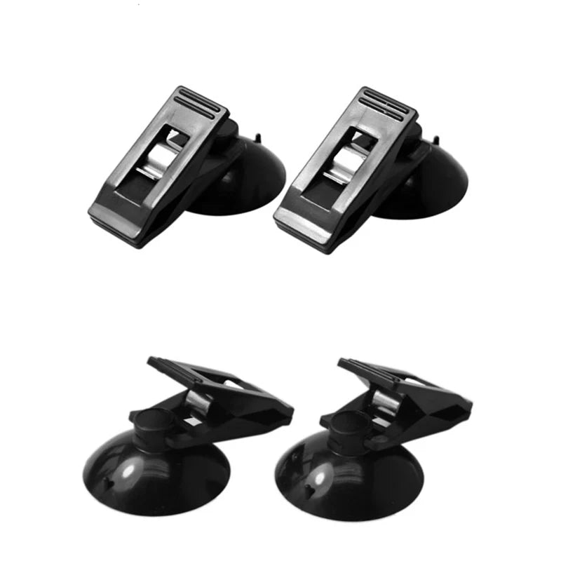 1 Pair Car Interior Window Clip Mount Black Suction Cap Clip Plastic Sucker Removable Holder For Sunshade Curtain Towel Ticket