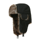 Men's Warm Soldier Hat Winter Pilot Patrolman Earmuffs Polyester Fiber Warm Russian Ski Hat Windproof Cold Pilot Hats