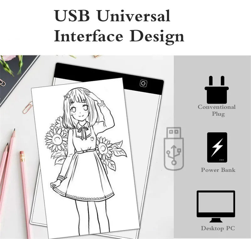 LED Drawing Copy Pad 3-Level Dimmable Light Tracing Board for Kids