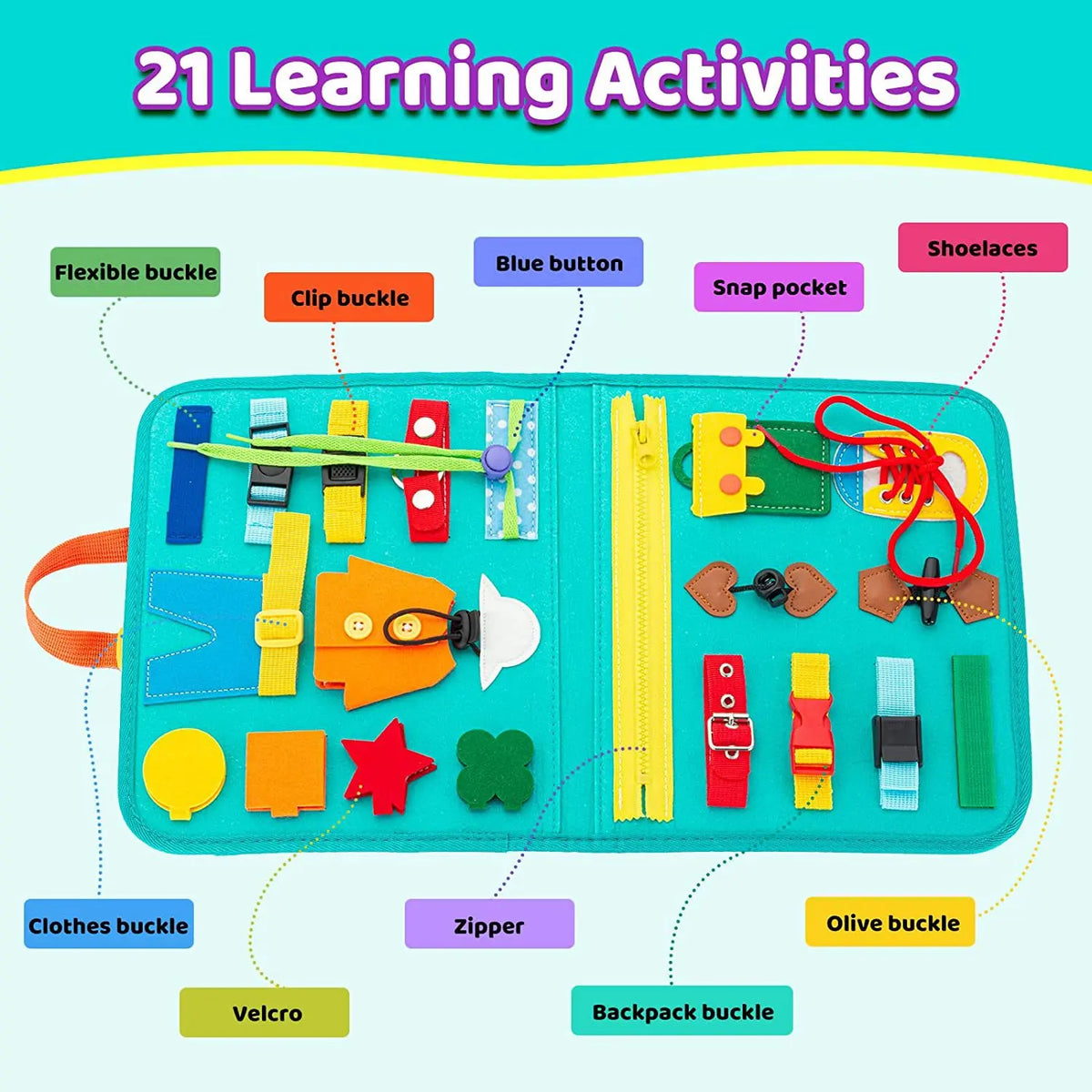 Montessori Toddler Busy Board Activity Book for Fine Motor Skills Learning