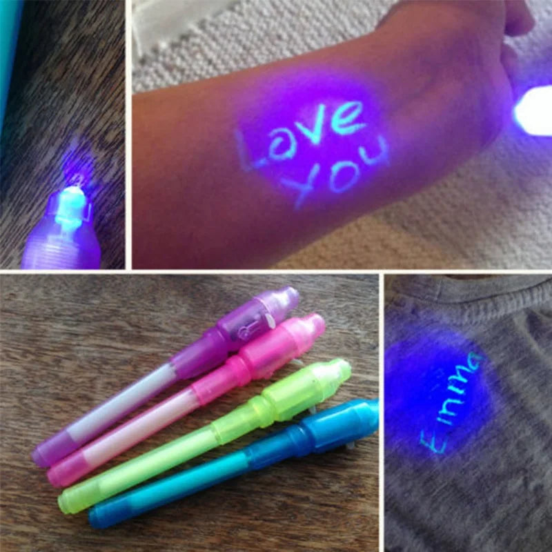 UV Invisible Ink Magic Pen with LED Black Light for Kids