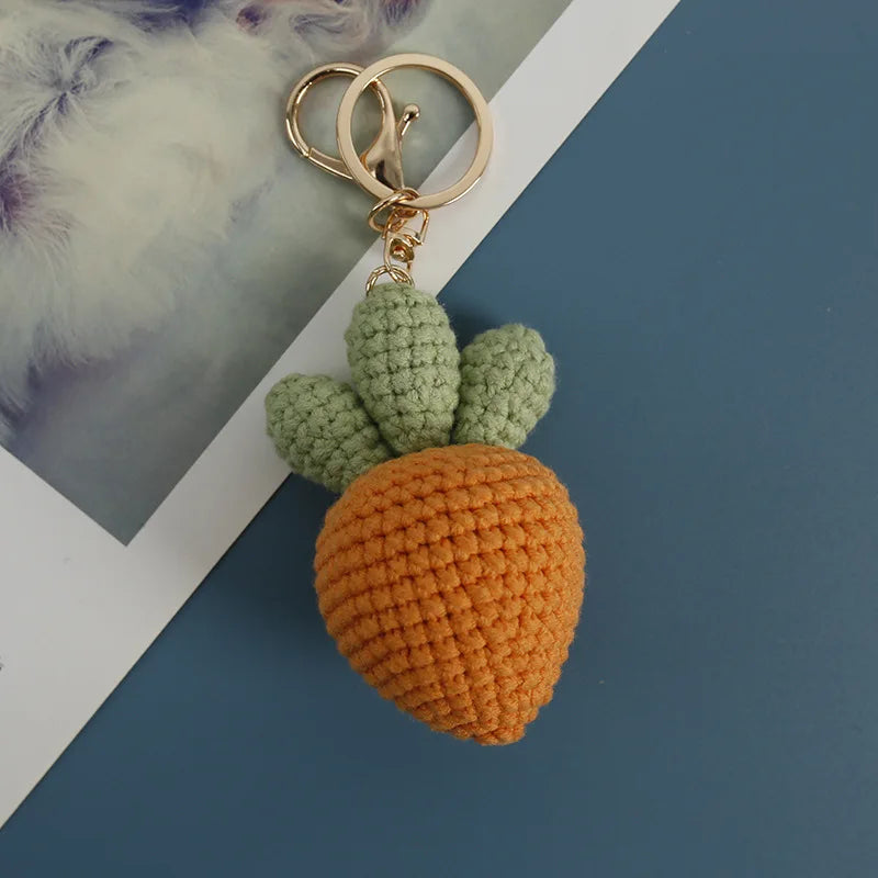 Cute Fruit Crochet Keychain Strawberry Cherry Bag Charm