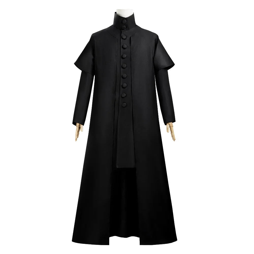 Professor Severus Snape Cosplay Costume Hogwarts School Black Cape Shirt Suit Into Human Robe Magic Wand Carnival Party Uniform