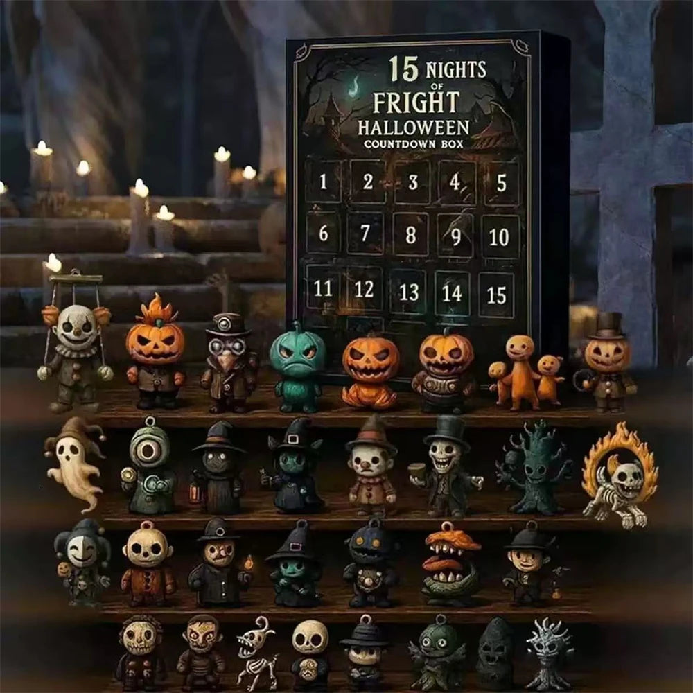 7/15/31 Nights of Fright Halloween Countdown Blind Box with Figurines, Halloween Advent Calendar 2025 Scary Mini Dolls Gift Boxs