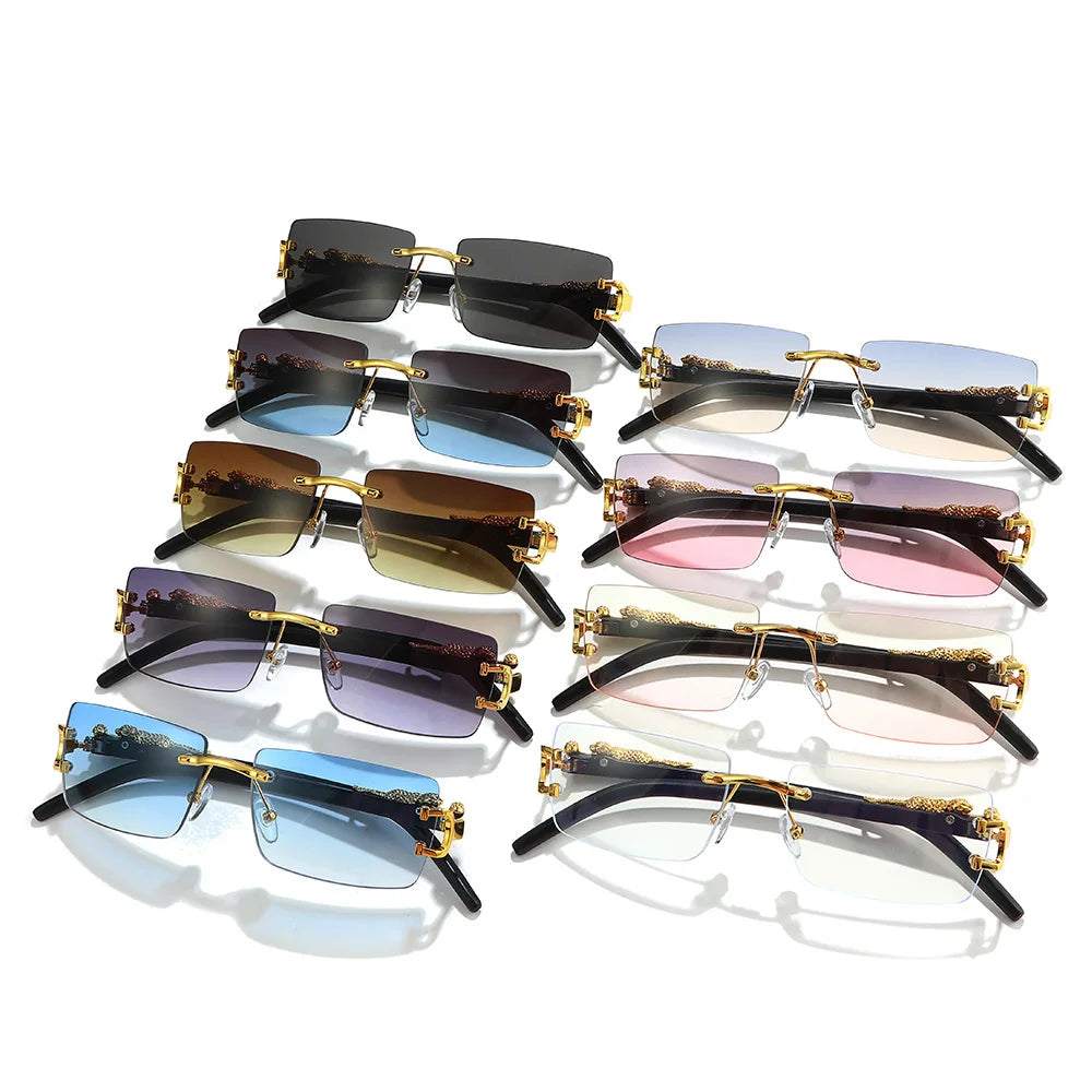 Fashion Rimless Rectangle UV400 Sunglasses for Women & Men