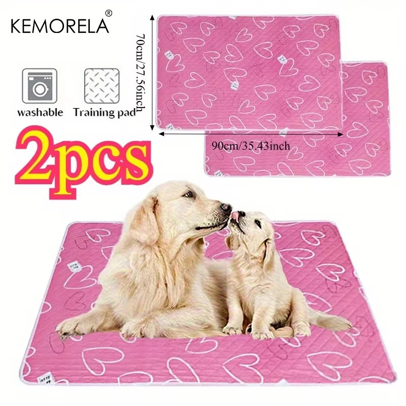 2PCS Extra Large Reusable Pet Pee Liner Non-Slip Easy Clean Mat, Machine Washable Polyester for Dogs,Rabbits,Guinea Pigs Hamster
