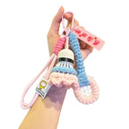 Crochet Badminton Keychain Mini Sports Bag Charm
