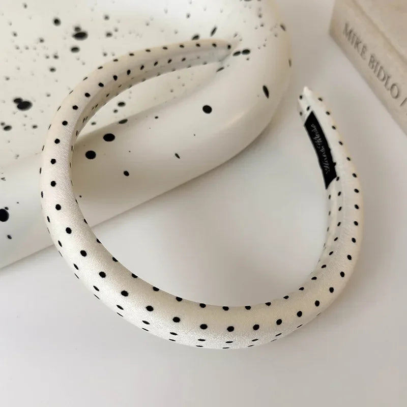 Retro Satin Polka Dot Sponge Headband for Women