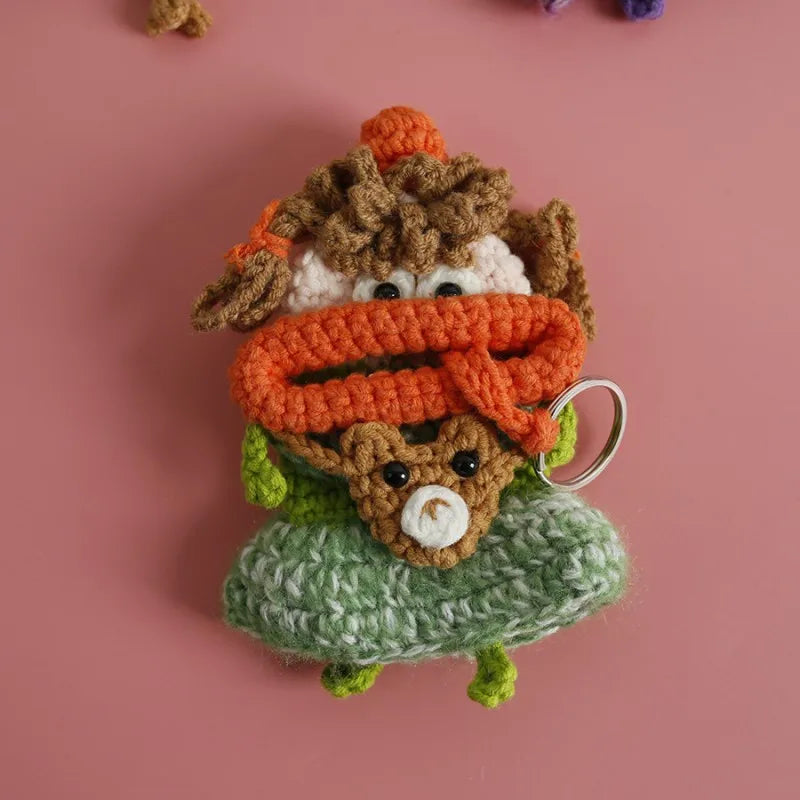 Funny Crochet Sausage Mouth Keychain Key Holder Pouch