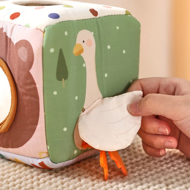 Montessori Cloth Tissue Box Sensory Activity Toy for Babies