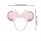 Cartoon Sequin Mouse Ears Headband with Bow