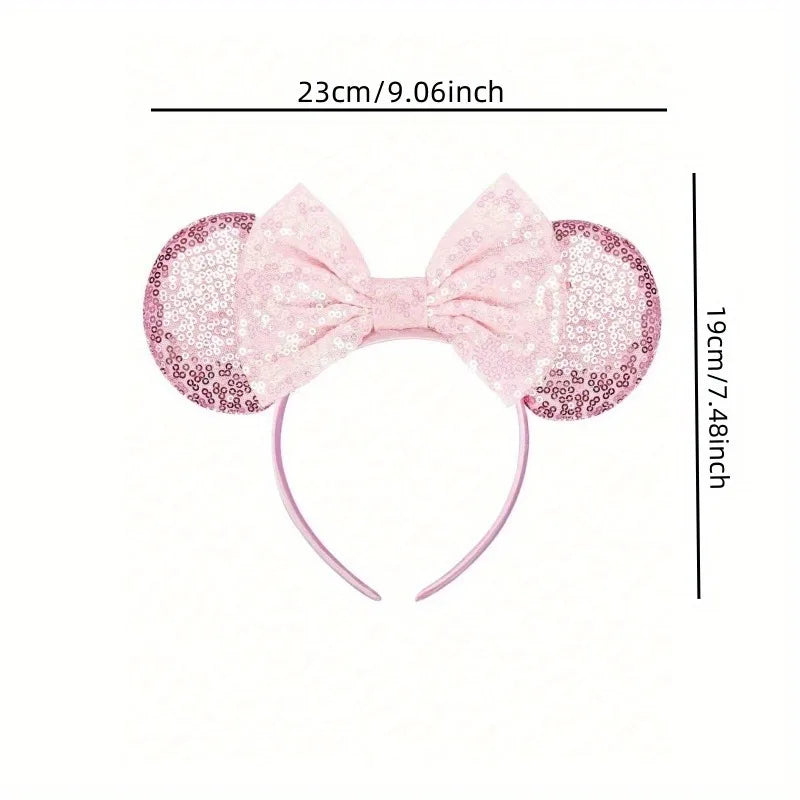 Cartoon Sequin Mouse Ears Headband with Bow