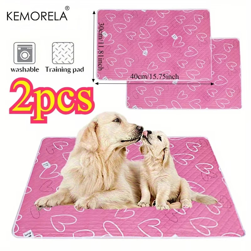 2PCS Extra Large Reusable Pet Pee Liner Non-Slip Easy Clean Mat, Machine Washable Polyester for Dogs,Rabbits,Guinea Pigs Hamster