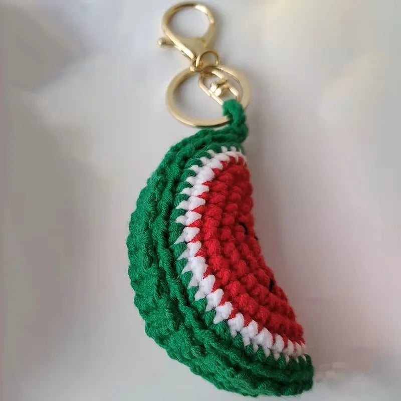 Cute Fruit Crochet Keychain Strawberry Cherry Bag Charm