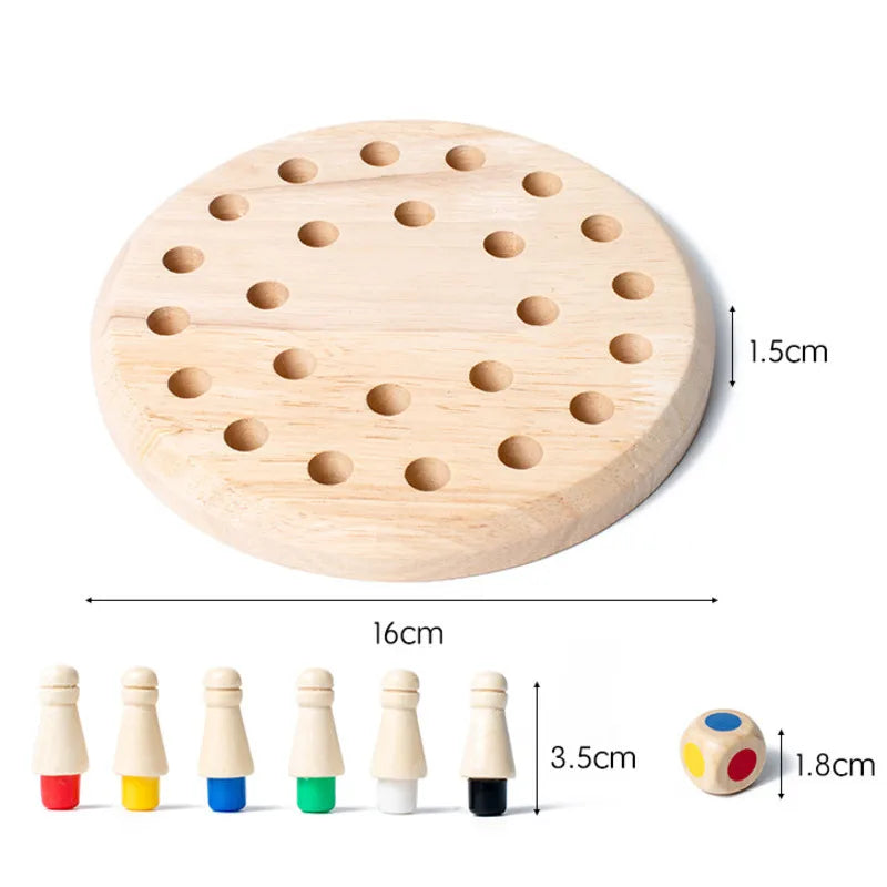 Wooden Memory Match Chess Board Montessori Educational Game for Kids