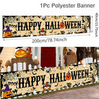 Ghost Halloween Pumpkin Banner Retro Halloween Party Signs Banner Decorations Fence Yard Porch Sign Outdoor Terror Decorations