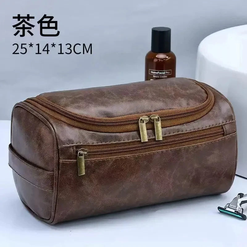 Leather Hanging Travel Toiletry Bag for Men & Women