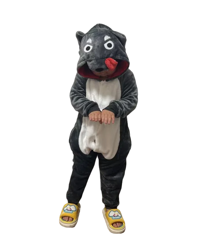 Cartoon Kigurumi For Children Kids' Animal Onesie Pyjamas Dog Wolf Dragon Dinosaur Halloween Carnival One-piece Costume Homewear
