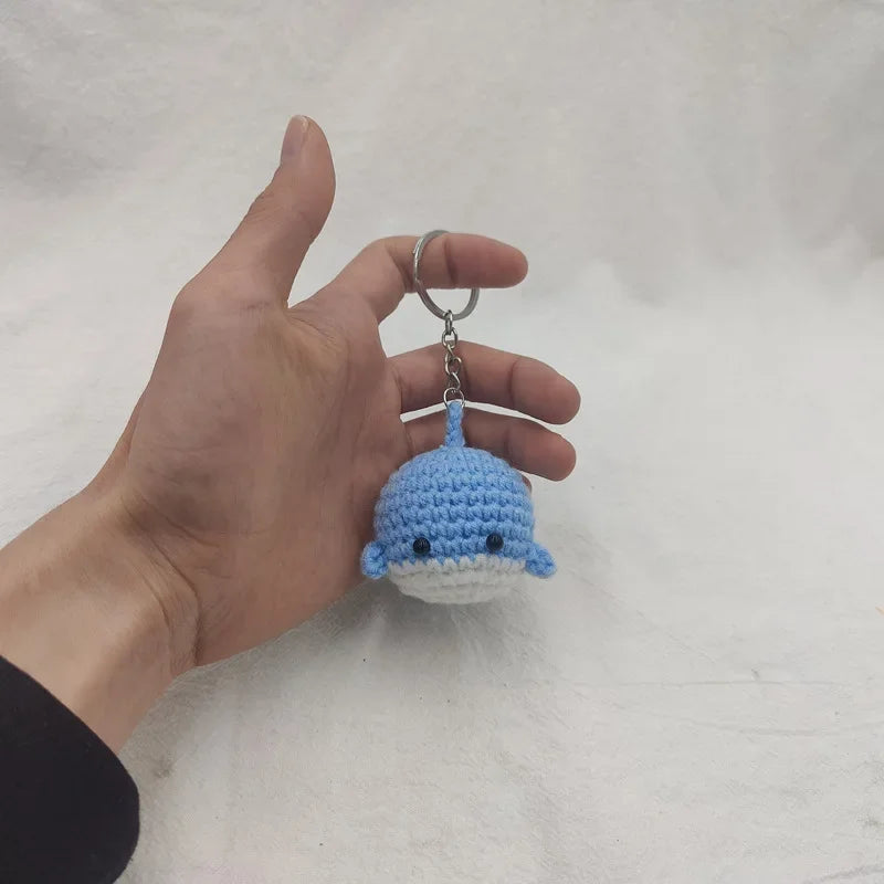 Cute Crochet Whale Keychain Handmade Ocean Bag Charm