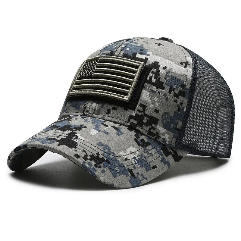 American Flag Camouflage Mesh Baseball Cap for Outdoor Adventures