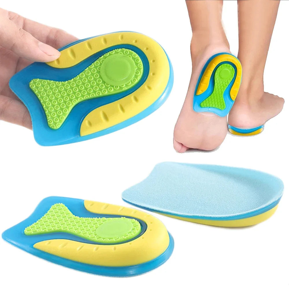 Silicone Gel Insoles for Heel Spurs Fascitis Plantar Pain Relief Treatment Inserts Heel Cup Cushion Height Increase Shoe Insoles