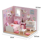Kitten Mini Doll House 3D Wooden Puzzle DIY Miniature Building Kit