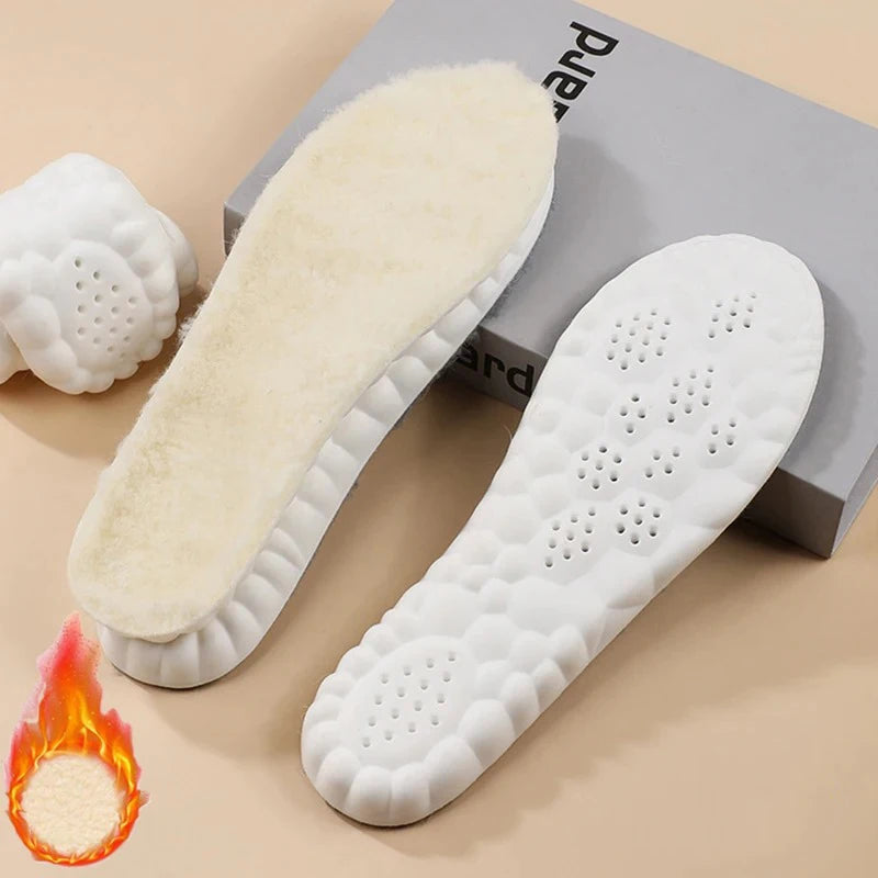 2pcs Self Heated Thermal Insoles for Feet Winter Warm Wool Thermal Memory Foam for Men Women Sports Shoes Self-heating Shoe Pads