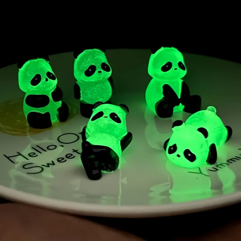 Mini Glowing in Dark Panda Toy DIY Handmade Resin Luminous  Home Ornaments Panda Decorate Micro Landscape Children's Gift