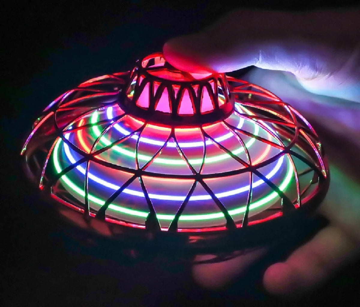 Intelligent sensor flying saucer toy, colorful LED light hovering flying device, rechargeable indoor and outdoor children's play toy.