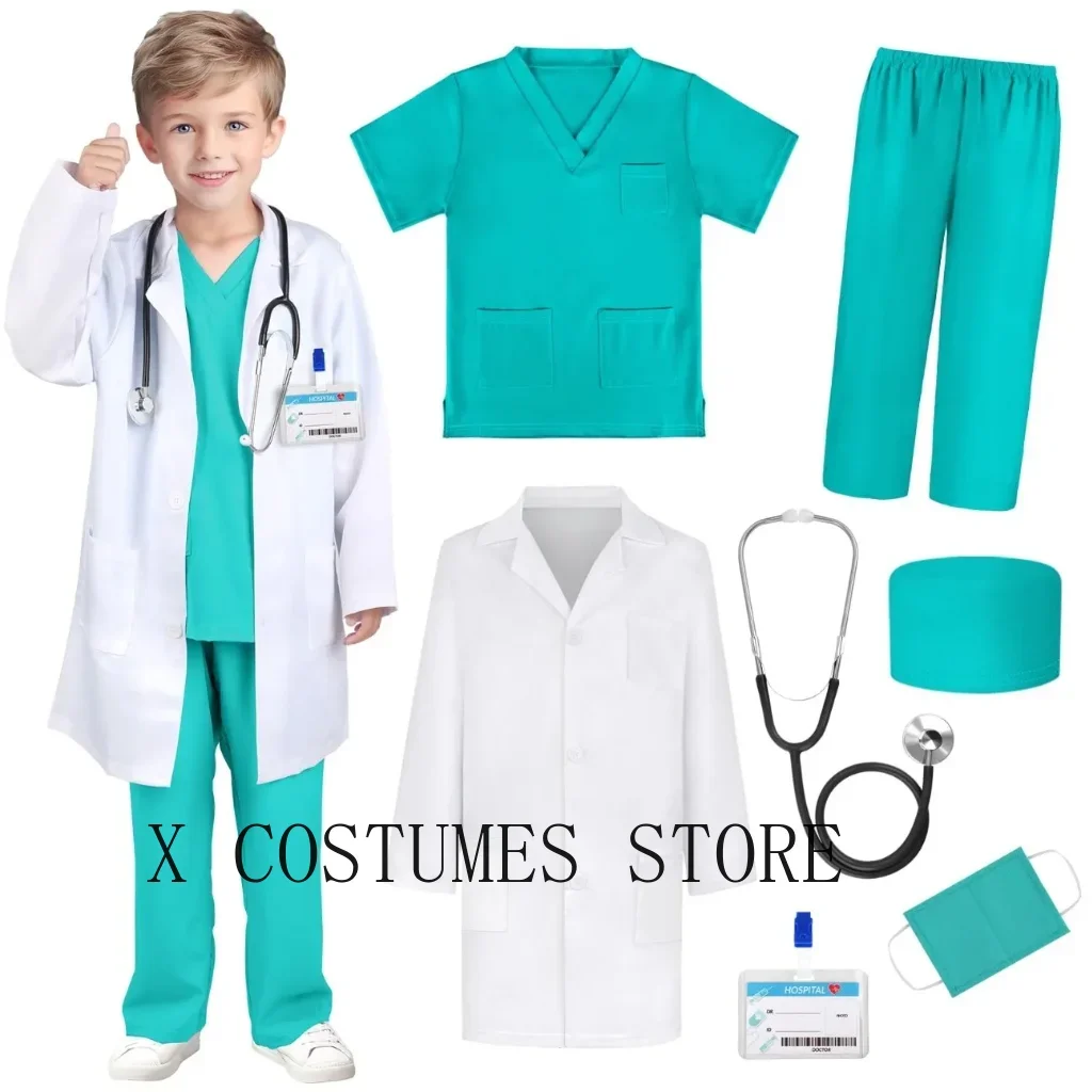 Kids Doctor Nurse Cosplay Costume – Surgical Uniform Role Play Outfit