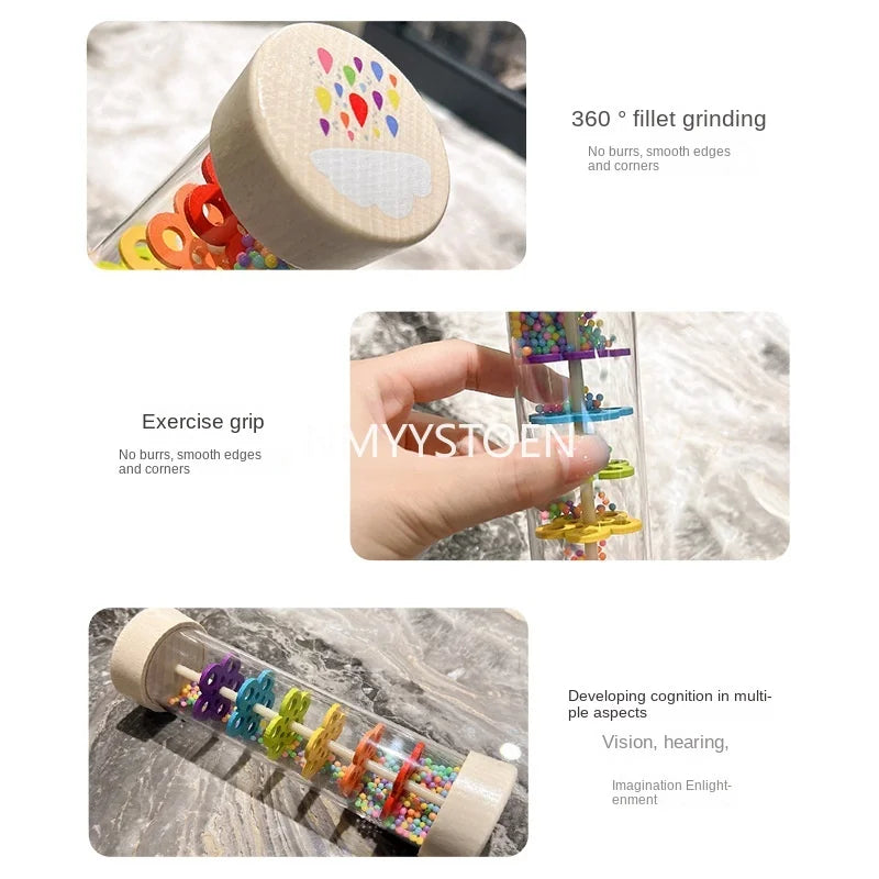 Montessori Wooden Rain Stick Baby Sensory Music Toy