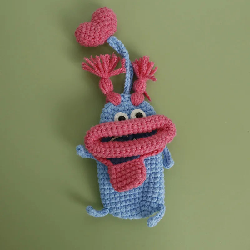 Funny Crochet Sausage Mouth Keychain Key Holder Pouch