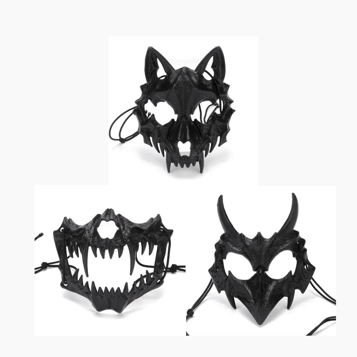 Halloween Carnival Party Mask Anime Dragon God Skeleton Half Face Masks Bone Skull Animals Mask Cosplay Dance Prom Costume Props