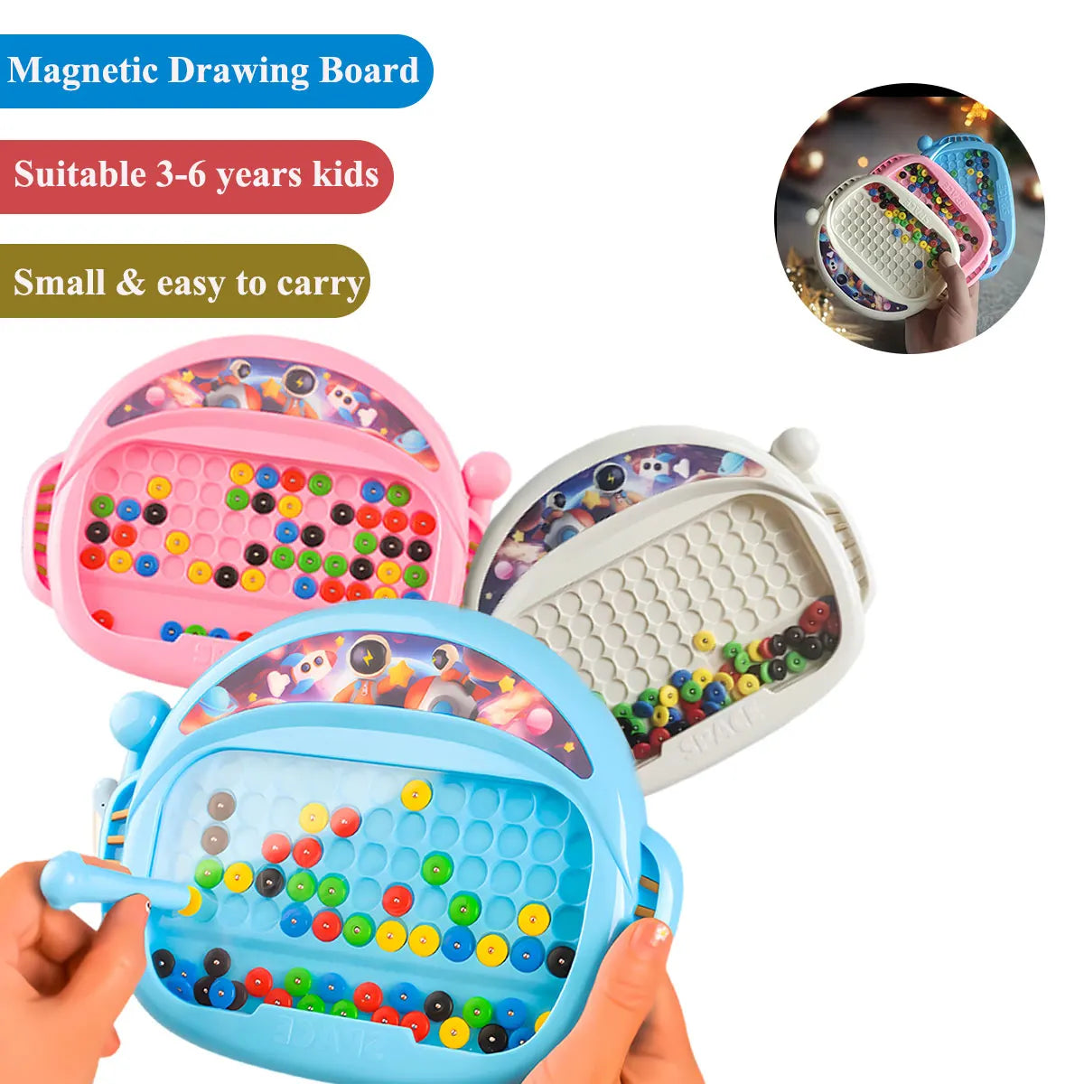 Magnetic Beads Doodle Board with Pen for Creative Learning and Drawing