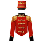 Girls Boys Halloween Nutcrackers Costume Set Drum Trumpet Team Tassel Jacket Coat Hat for Drummer Performance Circus Ringmaster