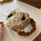 Korean Hair Accessories Solid Color Cotton Crumpled Women's Head Hoop Wide Bezel Makeup Hairbands for Ladies Headwear 2023 New