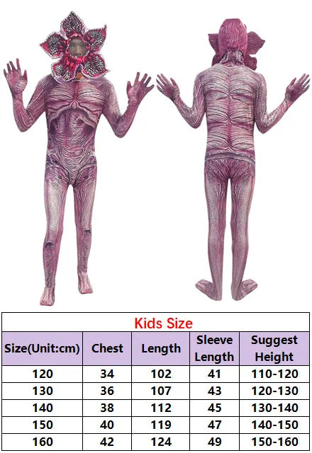 S3 S5 Horror Demogorgon Cosplay Jumpsuit TV ST 6 to 14 Years Disfraz Costume Teen Boys Fantasy Cloth Halloween Carnival Clothing