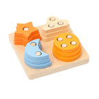 Montessori Wooden Color & Shape Matching Building Blocks