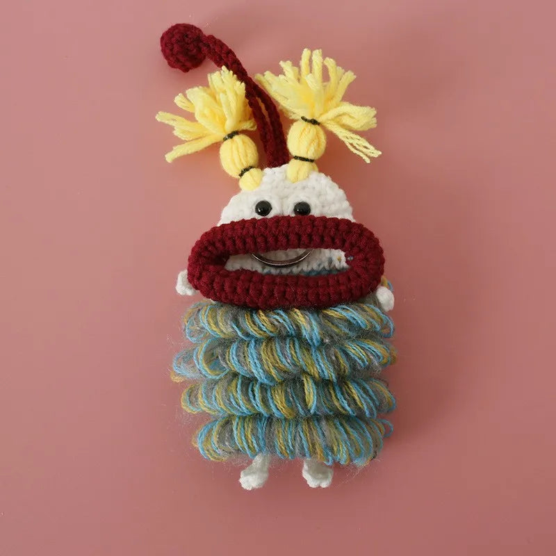 Funny Crochet Sausage Mouth Keychain Key Holder Pouch