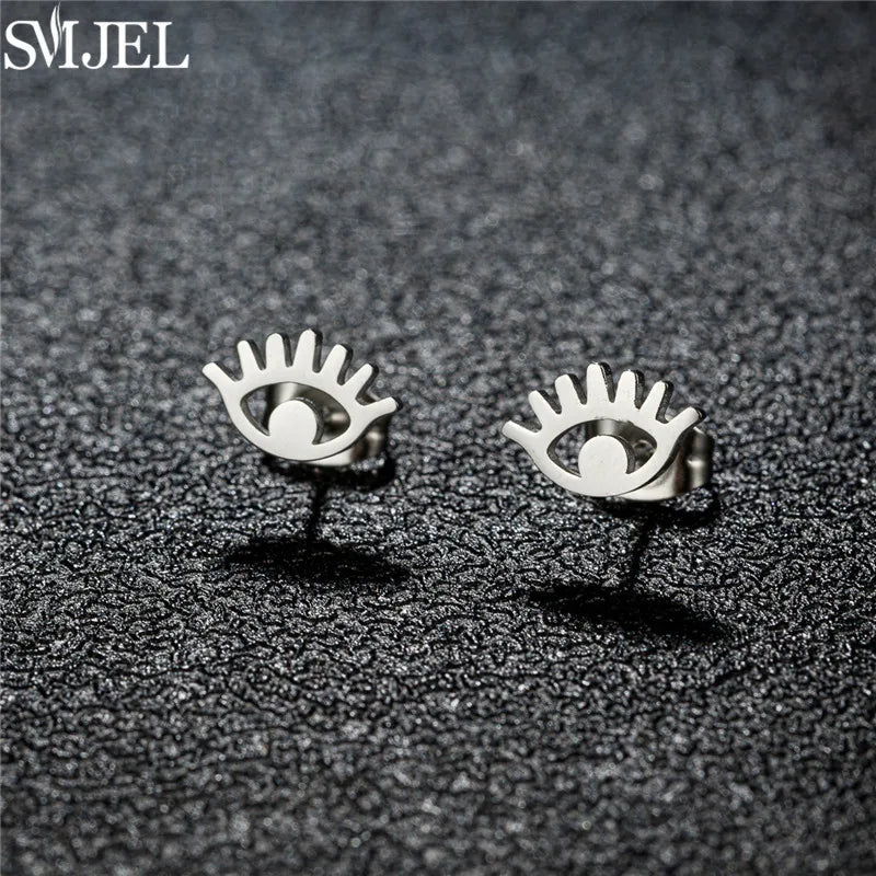 Punk Halloween Earring Black Stainless Steel Ghost Pirate Skull Stud Earrings Women Men Goth Pumpkin Spider Bat Ear Jewelry Gift